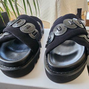 Toga Pulla Black Suede Sandals Sz 39